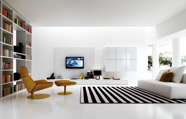 white and black livingroom 10 Cool Living Room Design Ideas